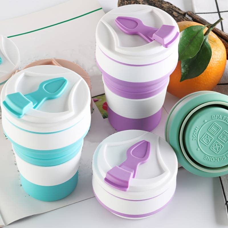 Vaso de viaje plegable y portátil de silicona de 350 ml (11.8 oz)