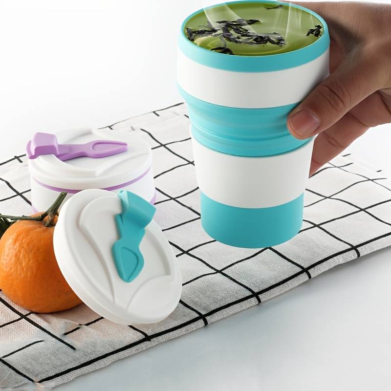 Vaso de viaje plegable y portátil de silicona de 350 ml (11.8 oz)