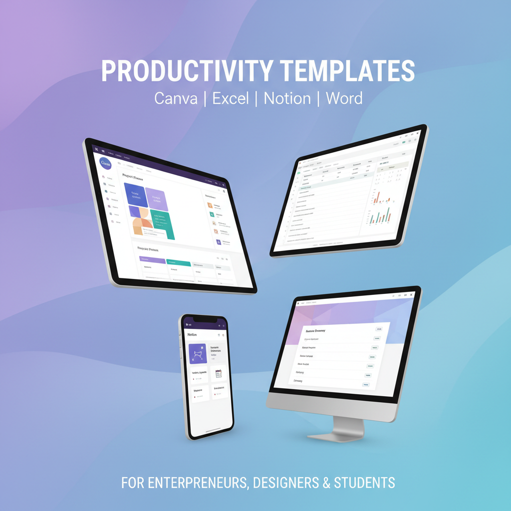 Pack de plantillas digitales para Canva, Excel, Notion y Word